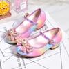 Fashion Girls' Leather Princess Shoes 2025 Children's Shoes Round-Toe Soft-Sole Girls High Heel Princess Crystal Party Dance Shoes