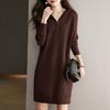 Casual Skinny Knitted Dress Women's Medium and Long Hooded Spring and Autumn New Hooded Sweater Bottom Sweater