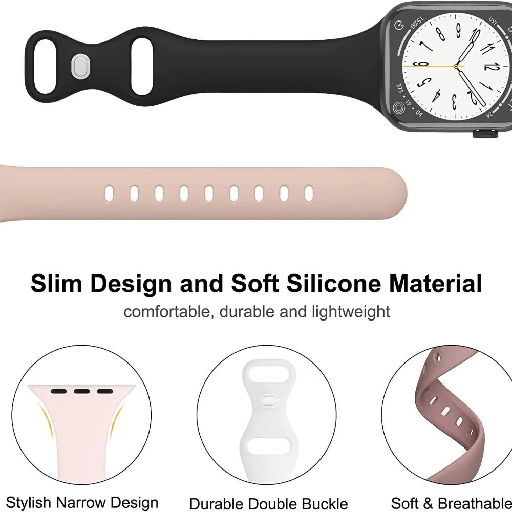Силиконовый ремешок для часов Apple Watch Series 1-9, SE — однотонный, тонкий и легкий