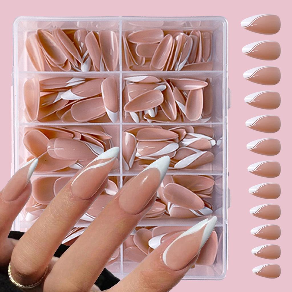 Wearing High-end Nail Plates In Nude Pink White French Style Fake Nail Plates 120 Nail Plates Instagram Style Wearing Nail Plates