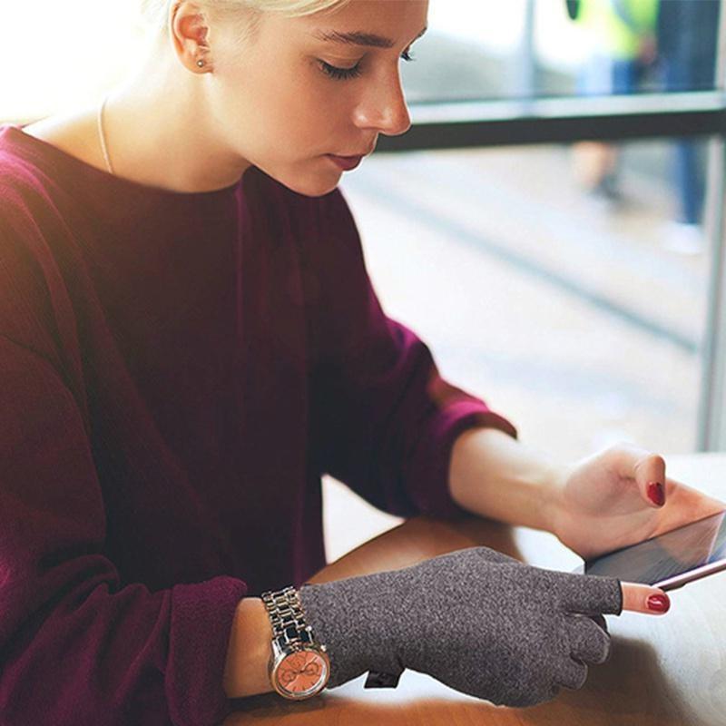 1 пара компрессионных перчаток, снимающих боль, перчатки на половину пальцев, теплый бандаж на запястье, поддержка