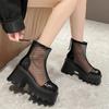 Черные женские ботильоны на платформе в готическом стиле с толстой подошвой, дышащие летние ботинки, женские ботинки в стиле панк на массивном высоком каблуке