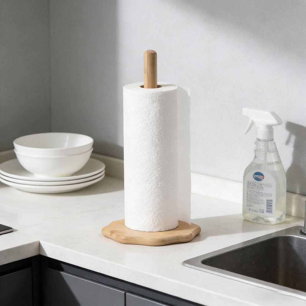 Plum Blossom Base Vertical Stand Wooden Paper Towel Stand Practical Tissue Holder Living Room