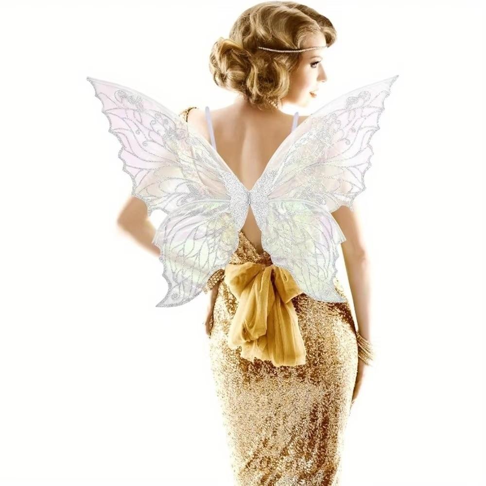 Sparkling Organza Butterfly Fairy Wings Gradient Sheer Costume Wing Set Cosplay Party