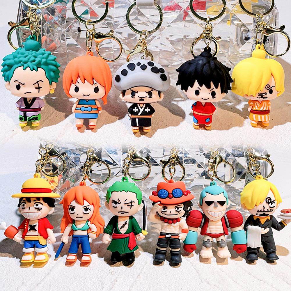 Anime Character Keychain Luffy Nami Ace Zoro Figure Pendant Unisex Bag Charm Accessory