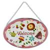 Fourcart Cute Handmade Glass Stained Frame Fairytale Forest Rabbit Welcome Oval