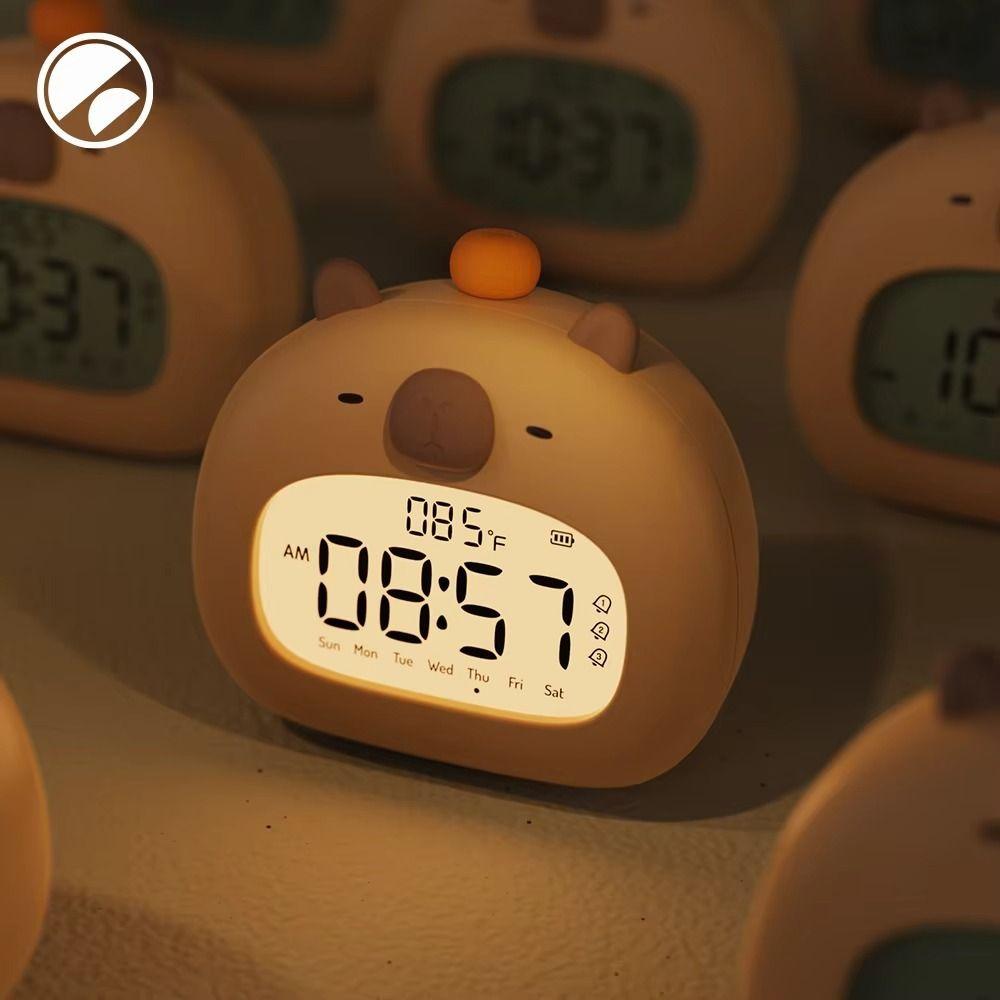 Cartoon LED Clock Capybara Nightlight New Temperature Display