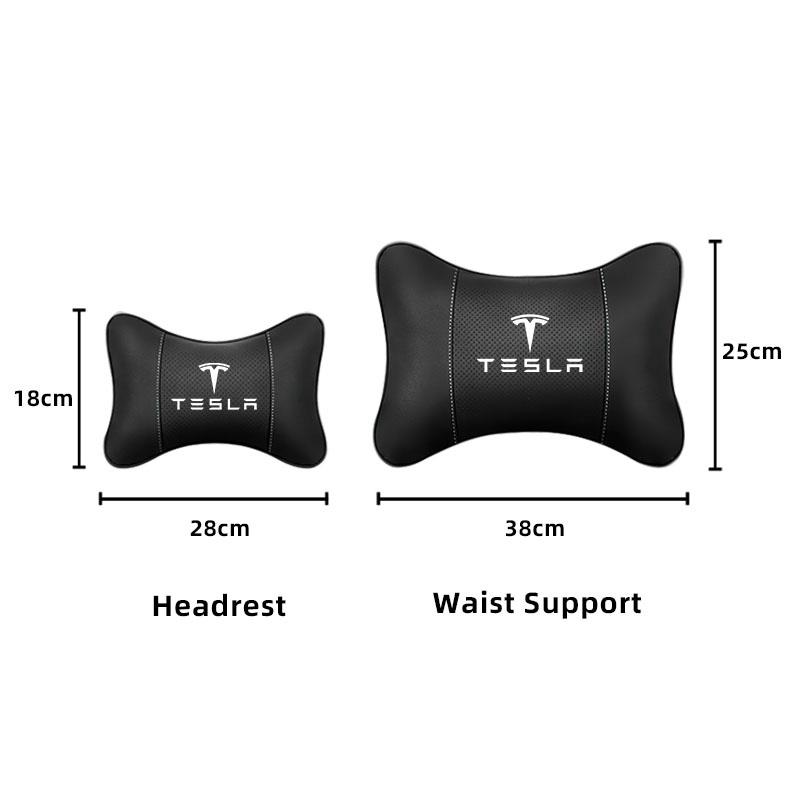 ALV1 For Tesla Model 3 Model S Model X Model Y Cybertruck Roadster SpaceX Car Seat Leather Headrest Waist Cushion Lumbar Pillow