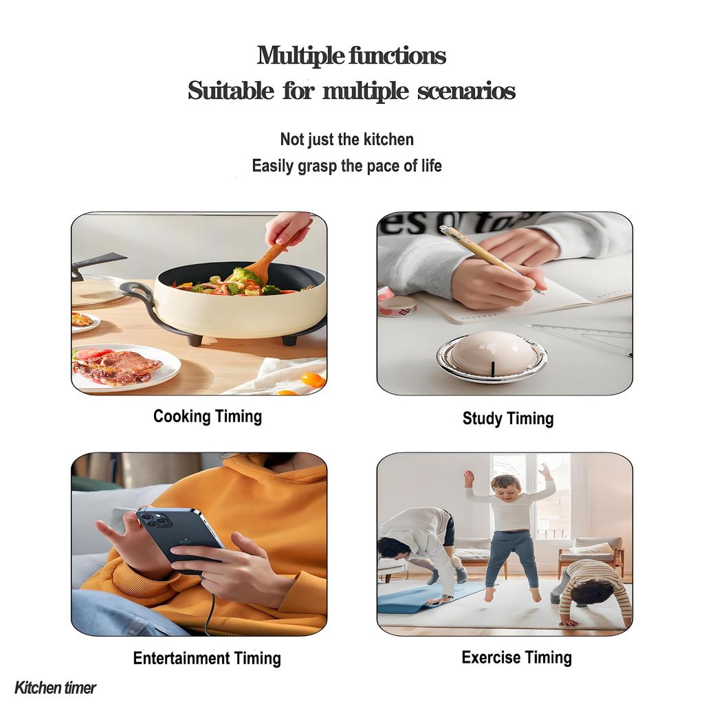 Механический кухонный таймер без батареек | 60-минутный заводной с громким сигналом и магнитной задней крышкой | для приготовления пищи, классной комнаты, домашнего использования