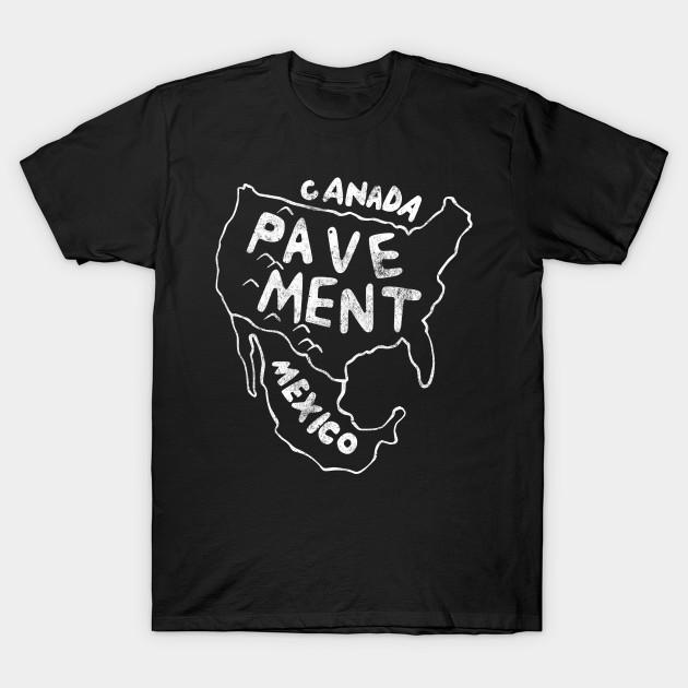 Asian Size Men Black Print T-shirt Pavement Band - Canada Mexico (Distressed Bw) No-Cut Heat Transfer Print Cotton Tshirt
