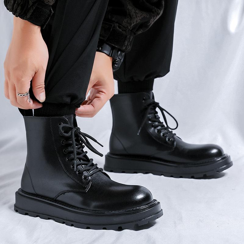 Ботинки Мартин мужские в британском стиле новые универсальные кожаные ботинки на высокой платформе средней высоты, рабочие ботинки 22727-R