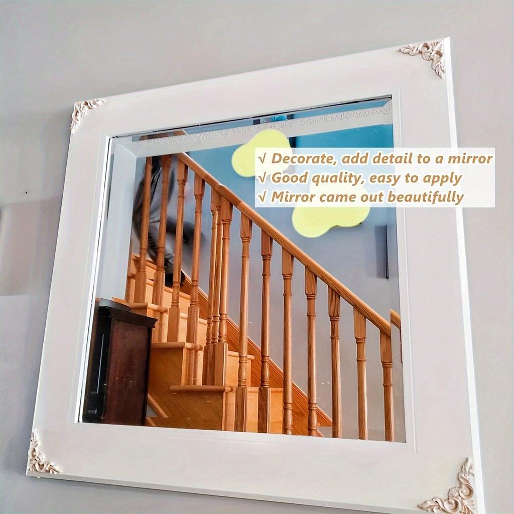 4 шт. Деревянные резные аппликации, накладки, неокрашенные маленькие деревянные уголки, цветочные резные наклейки для зеркал, шкафов, стен, дверей