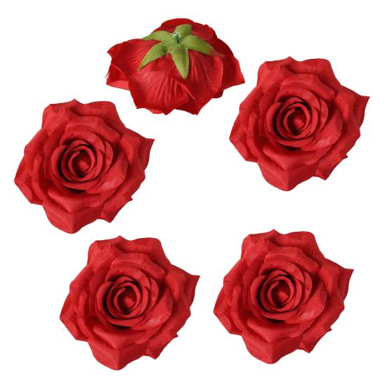 5 Pcs Artificial Rose Flower Heads Realistic Fake Silk Rose Head for Home DIY Flower Wall Wedding Party Birthday Baby Shower Decor
