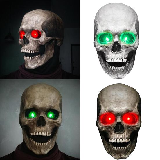 Привлекательная маска для лица в стиле косплея, приятная на ощупь эмульсия, подвижный рот, челюсть, светящийся реалистичный череп