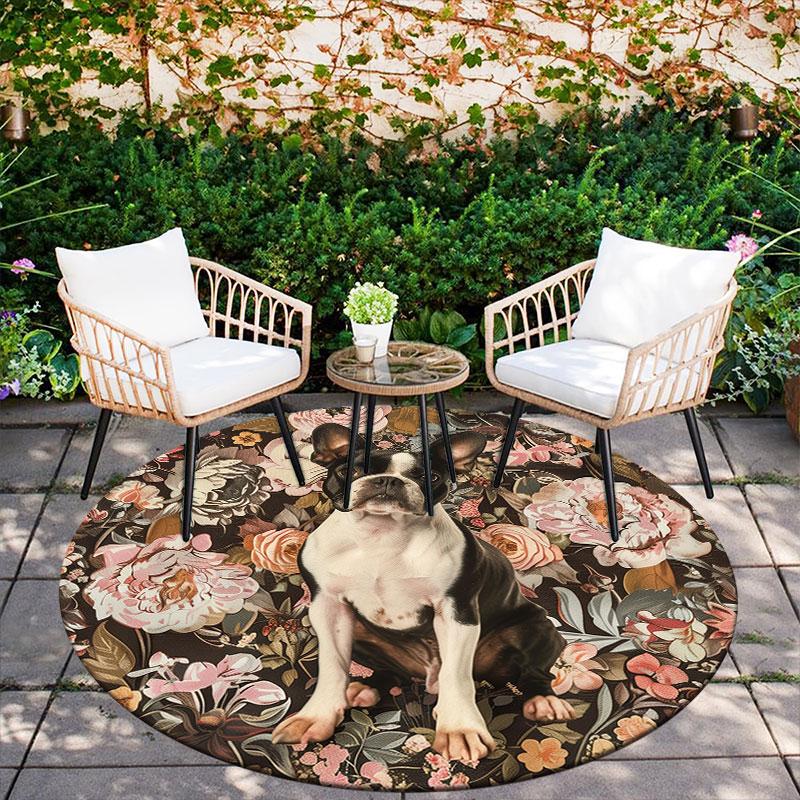 Raccoons & Dogs pattern round rug,Carpet Rug for Living Room Bedroom Playroom ,Non-slip Floor Mat,Holiday Gifts and Birthday Gifts.
