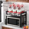 Extendable Double-Layer Kitchen Microwave Oven Storage Rack