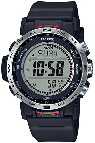 Мужские наручные часы Casio Pro Trek Climber Line с радиосинхронизацией и питанием от солнечной энергии, изготовлены из биопластика, модель PRW-35-1AJF, цвет черный.