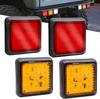 Aoling LED Truck Tail Square Rear Small Brake and Turn Signals for and Light 12 Set of 2 Red and 2 Yellow Lights, 12V/24V, Lights, Trailers, Trucks,