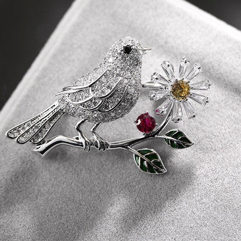 Blucome Quality Cute Animal Bird Pins Women's Brooch for Coat Suit Hijab New Year Gifts