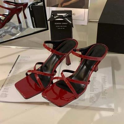 Модные женские тапочки 2024 года, летняя новая мода, элегантные туфли с открытым носком, женские уличные тапочки на высоком каблуке, женские тапочки Zapatos Mujer