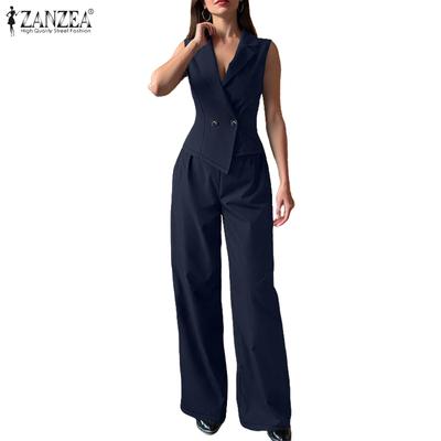 Женские безрукавки, топы и брюки, повседневные комплекты из двух частей