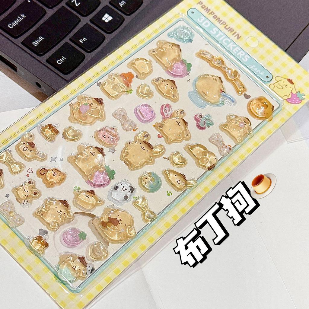 Кавайные Хелло Китти Куроми Синнаморолл 3D Стикеры Sanrio Аниме Прозрачный Желе Кристалл Декоративный Стикер Телефон DIY Детская Игрушка