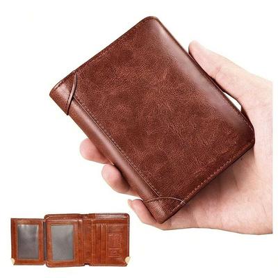 1 шт. Мужской кожаный кошелек, минималистский вертикальный короткий деловой держатель для кредитных карт с 3 отделениями