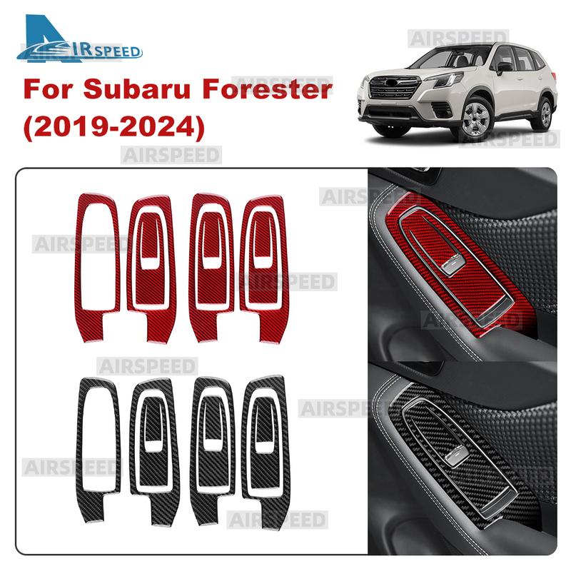 Реальная мягкая наклейка-молдинг из углеродного волокна LHD RHD для Subaru Forester 2024 Кнопка подъема стекла автомобиля Интерьер