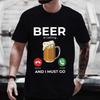 Men's T-Shirt Beer Is Calling I Must Go Printed Graphic Tees Oversized Streetwear Funny Clothes for Men Summer Short Sleeve Tops