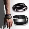 Unisex Leather and Stainless Steel Twisted Long Multi-layer Bracelets Hip Hop Punk Braided Bracelet