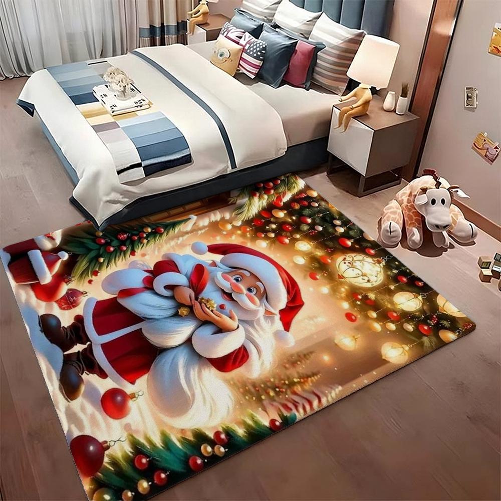 Cozy Christmas Gingerbread Cottage Patterned Rug Allseason Carpet For Study Reading Area Home Decor New Year Gift