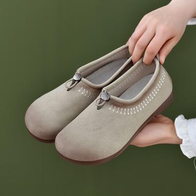 Мода Мода Весна Женские Лоферы Балетки Комфорт Широкая Стопа Повседневная Женская Ретро Мелкая Ленивая Повседневная Обувь