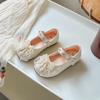 Girls Leather Shoes Mesh Lace Bows Kids Princess Shoes Round Toes Non-slip 2025 New Girls Flat Shoes Sweet Ins Trendy Soft Sole