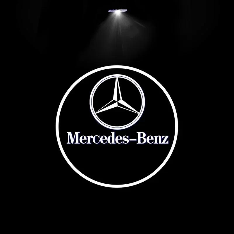 C200 E200 Для Mercedes Benz 2025 Для Benz AMG 2 шт. Светодиодная лампа-проектор HD для приветствия на двери автомобиля, габаритные огни для Mercedes Be