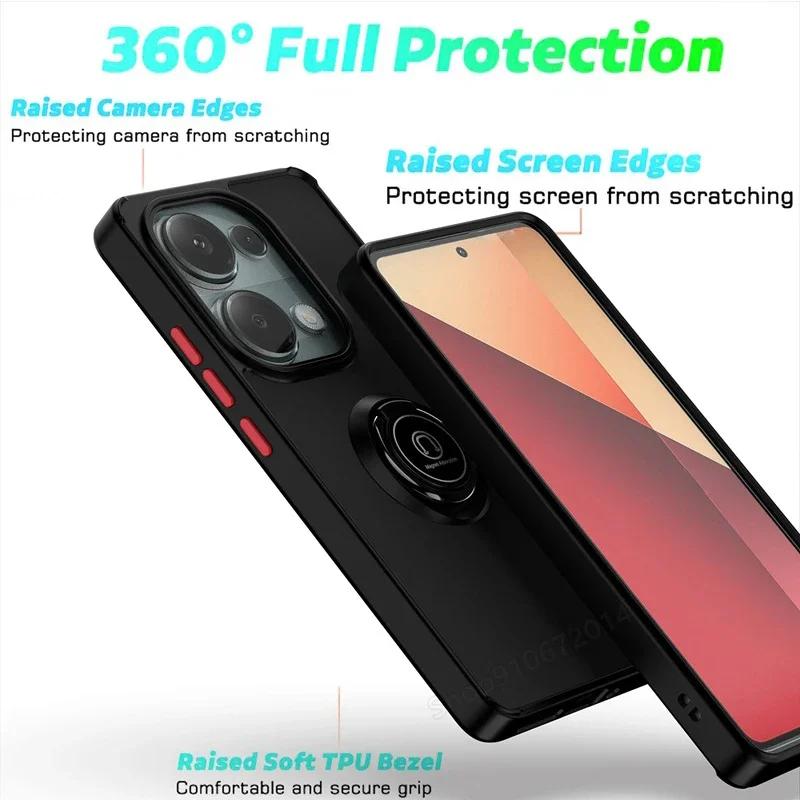 Магнитный матовый чехол-держатель для кольца для Redmi Xiaomi 14T 12T Note 12 13 Ultra Pro Plus 14 13C 14C X6 4 5G Deluxe противоударный чехол