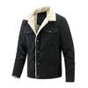 Men Winter Coat Thickened Warm Corduroy Vintage Lapel Pockets Single-breasted Long Sleeve Slim Fit Solid Color Men Winter Jacket