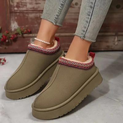 2024 Новые продажи зимних ботинок из замши, теплые толстые зимние ботинки, повседневные универсальные женские туфли из плюша и хлопка на толстой подошве