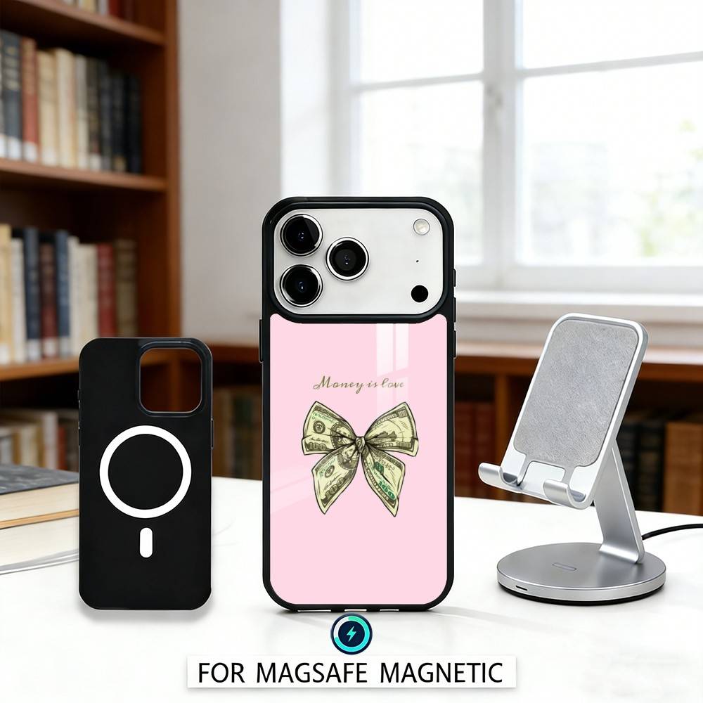 Чехол для телефона P-Pink D-Dollars Банкнота Магнитный Для iPhone17 16 15 14 13 12 Pro Max Для Magsafe Беспроводная Зарядка Чехол
