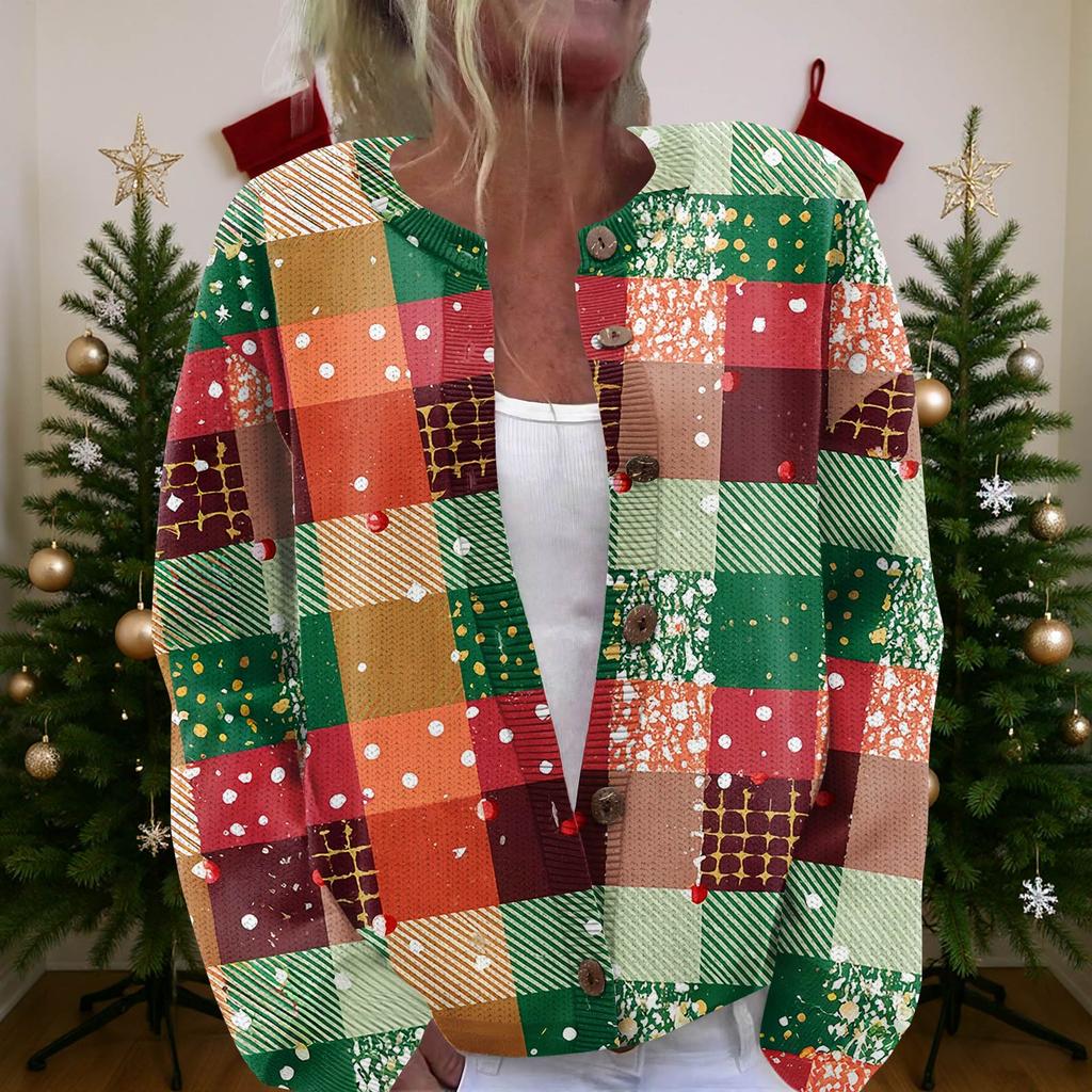 Женский рождественский свитер Милый забавный рождественский свитер Осень и зима Свитер с длинным рукавом вязаный