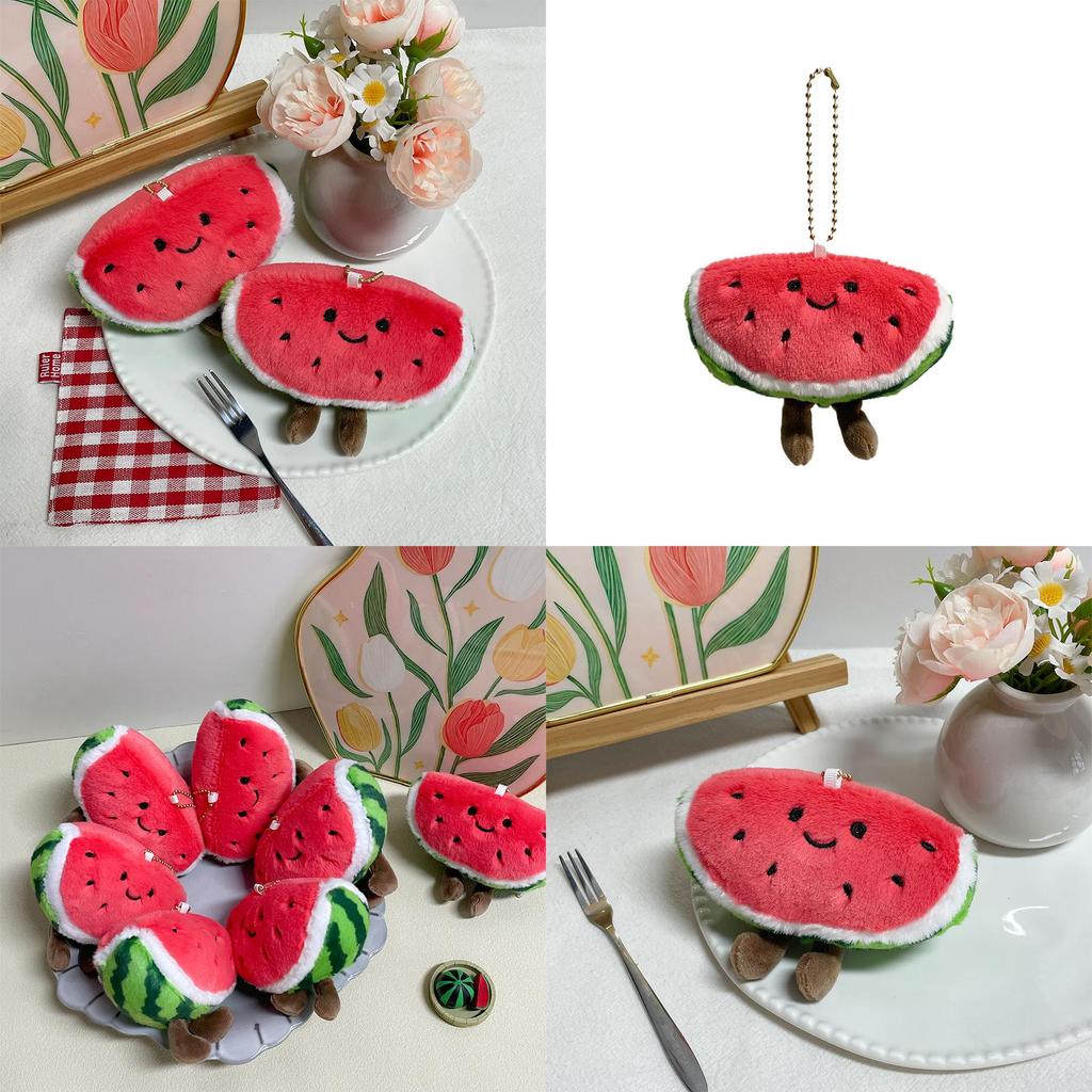 Cute Watermelon Plush Keychain With Pp Cotton Filling For Bag Decoration And Collectors