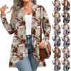 Women's Fall And Winter Fashion Casual Print Long Sleeve Mid-Length Cardigan Jacket