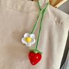 Вязаная вручную подвеска в виде клубники на сумке, милый цветок, брелок для ключей, подвеска для автомобиля, домашний декор Colgante De Ganchillo Fresa