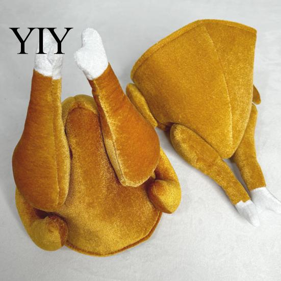 Party Photo Props Plush Turkey Hat, Thanksgiving Funny Trot Costume Accessories Novelty Headpiece for Women Men Holiday Celebration Creative