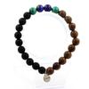 Stones and Minerals. Congo Malachite Pearl Bracelet + Lapis Lazuli + Matte Black Onyx + Made In France.