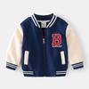 Boys' Plus Velvet Embroidered Baseball Jacket - Autumn/Winter 2024