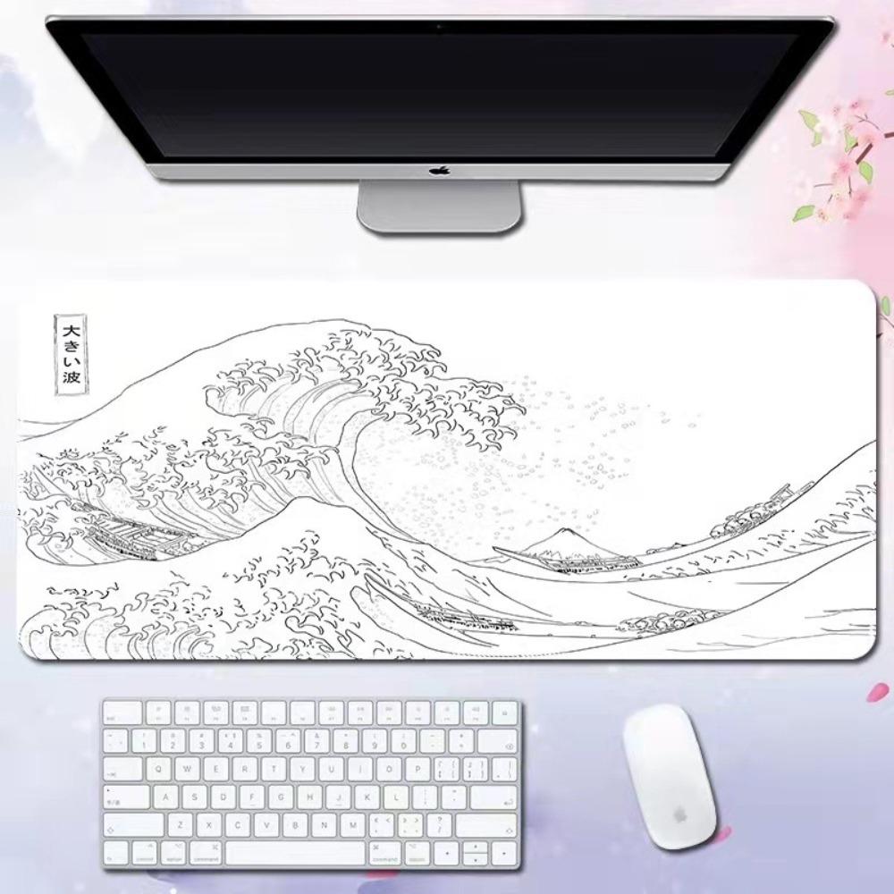 31.5''X11.8'' Large Mouse Pad Sea Wave Design Desk Pad Home Office Accessories Computer Mat