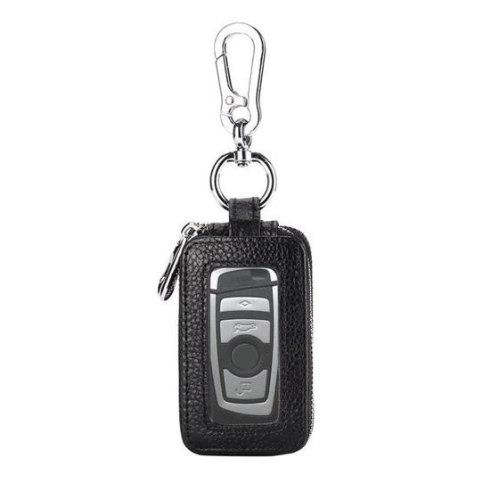 Чехол для ключей от машины из искусственной кожи, брелок с прозрачным окном, металлический крючок, портативный дистанционный брелок, держатель, сумка на молнии, защитная сумка, кошелек