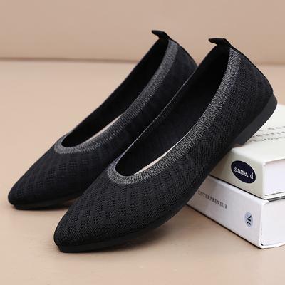 Женская летняя обувь Универсальная повседневная обувь С мелким вырезом Дышащая обувь для полетов Модная и не утомляющая Обувь для мам с острым носком