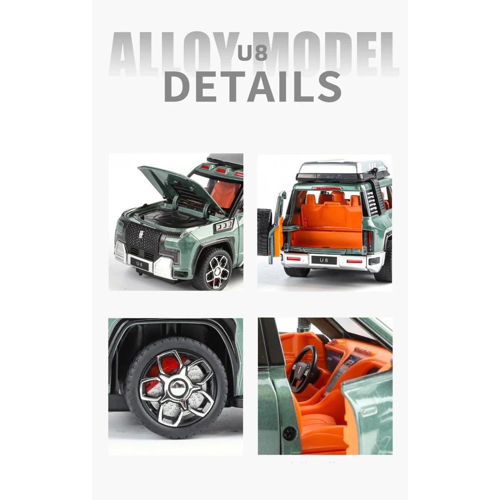 1/24 BYD Look UPAT U8 Внедорожник Литой Металлический Модель Игрушечного Автомобиля Звук и Свет Детская Игрушка Коллекционные Предметы Подарок на День Рождения