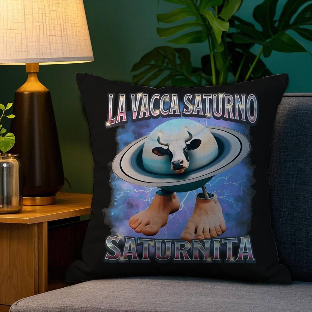 Italian Brain Rot Meme Tralalero Tralala Pillow Case Happy Atmosphere Short Plush Double-sided Printing Home Cushion Cover